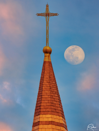 Steeple and Moon