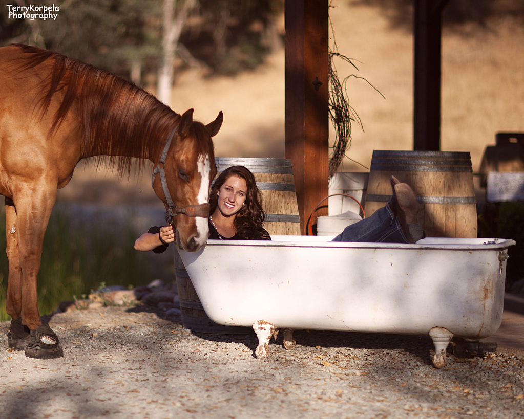 Woman, Horse and a Bathtub! - ID: 15916097 © Terry Korpela