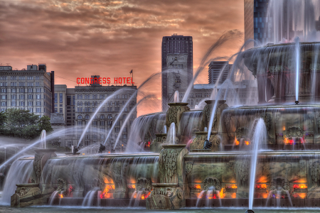 Fountain Sunset