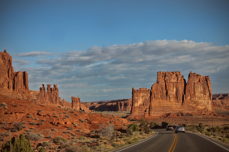 On the way into Arches National Park