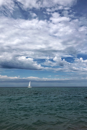 Sailboat on Lake Michigan, Point Betsie