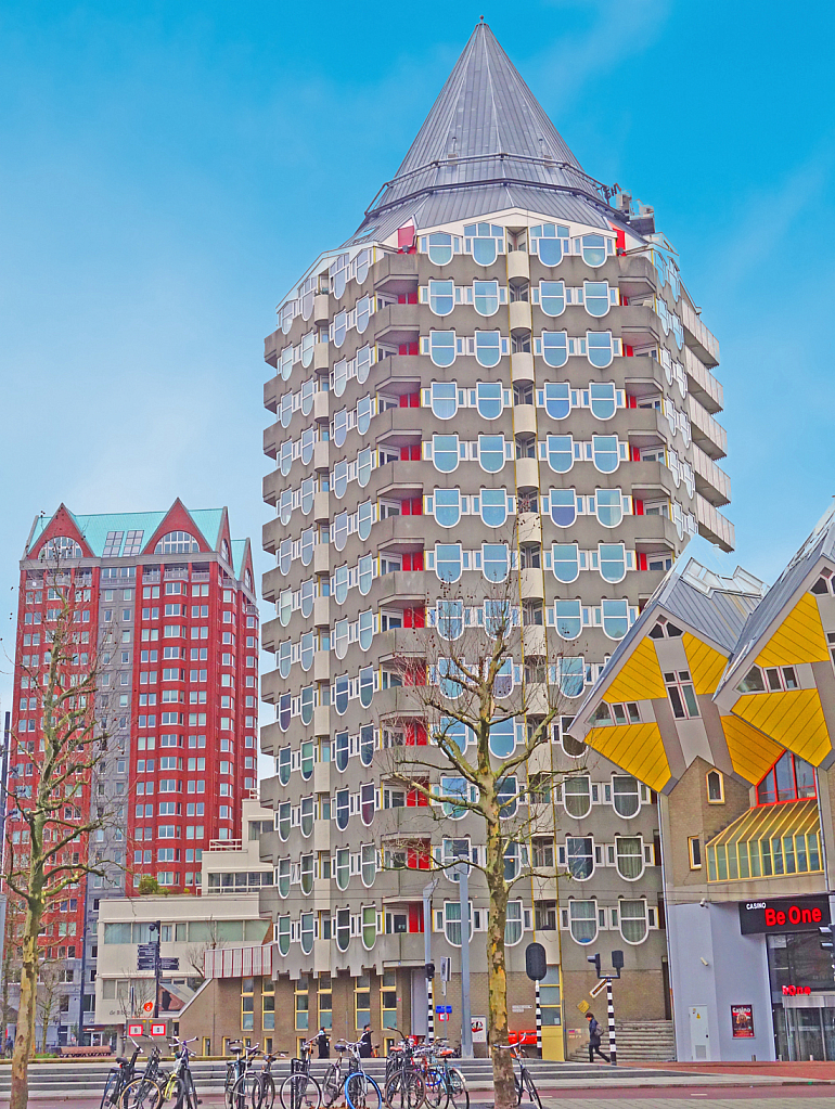 Futuristic designs and colors in Rotterdam.