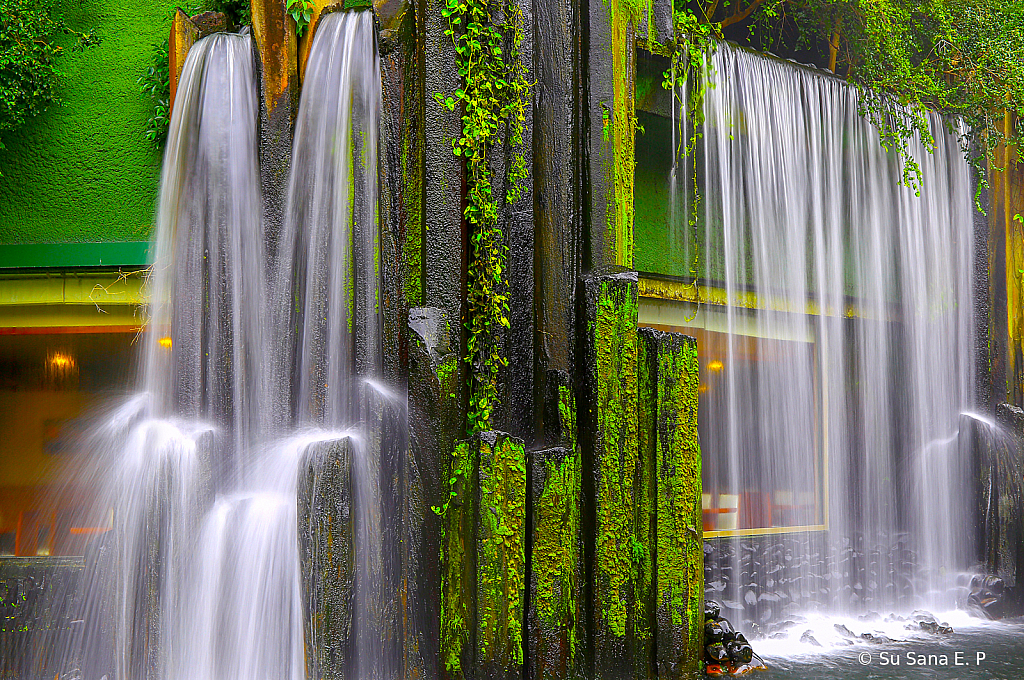 Man-Made Cascading Waterfalls