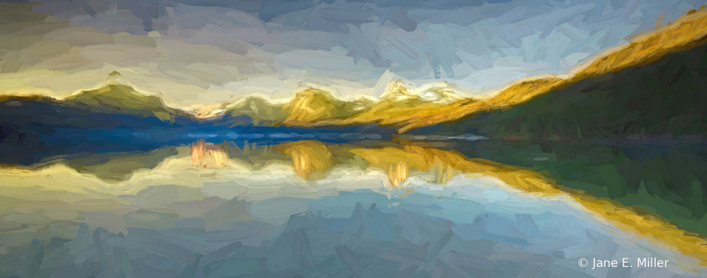 Sunset Reflection at Lake McDonald Painting
