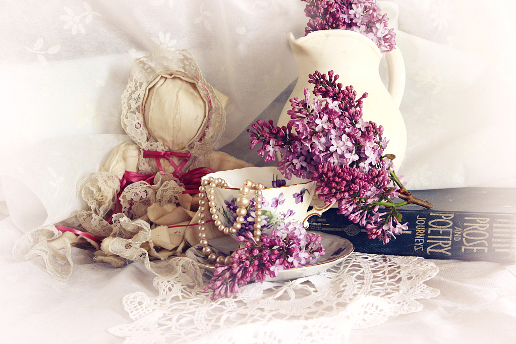 Tea Cup and Lilacs