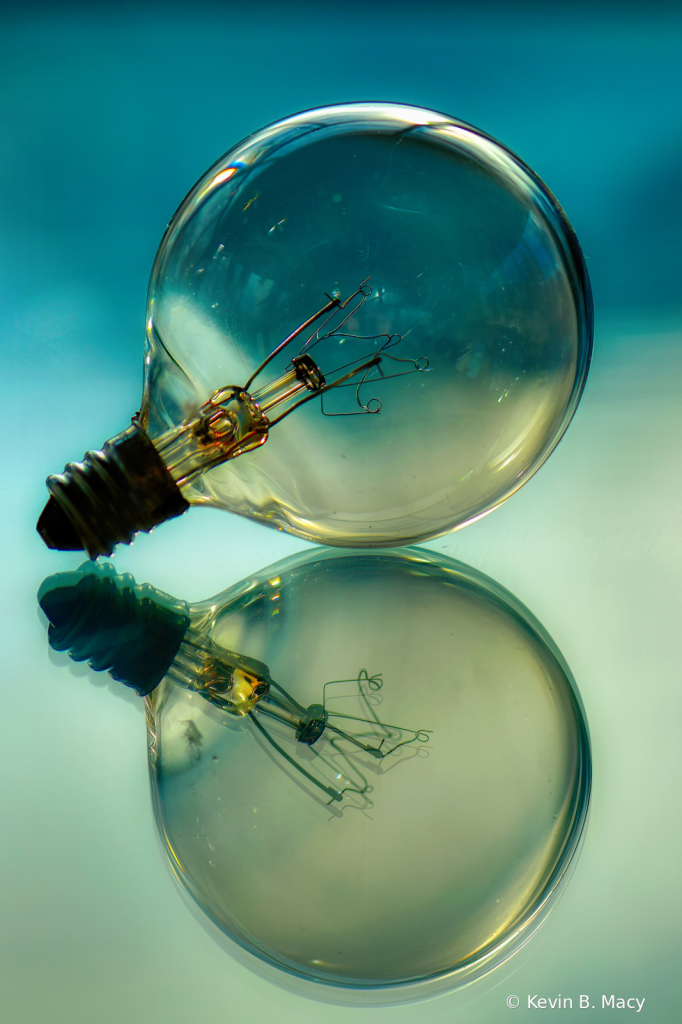 A light bulb on glass