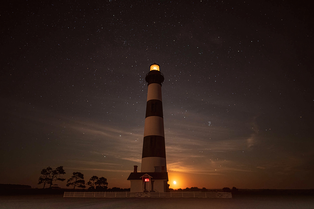 Moonrise at Bodie Lighthouse