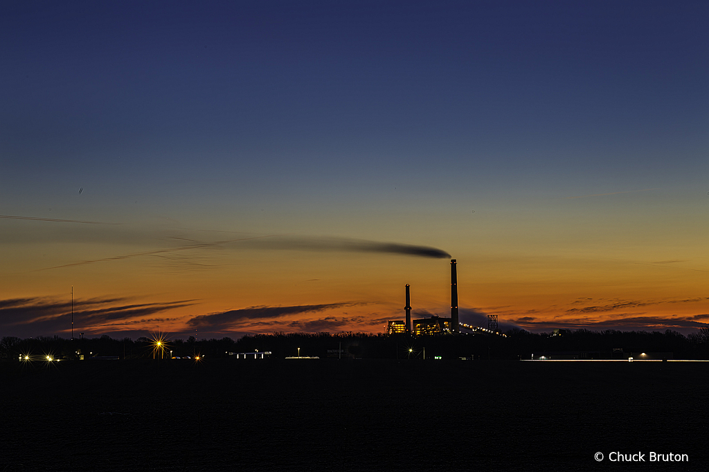 Blue Hour Behind Power Plant 