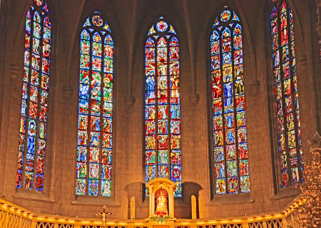 Stained glass windows.