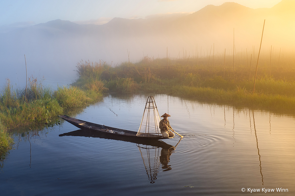 Early Morning View Inle Lake in Myanmar