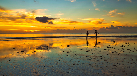 Playing on the beach