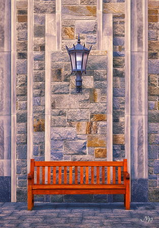 Lantern and bench