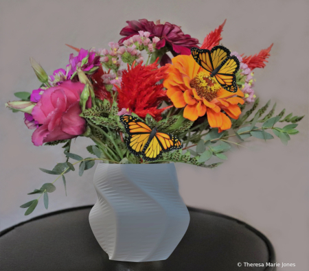 Grey Vase of Flowers