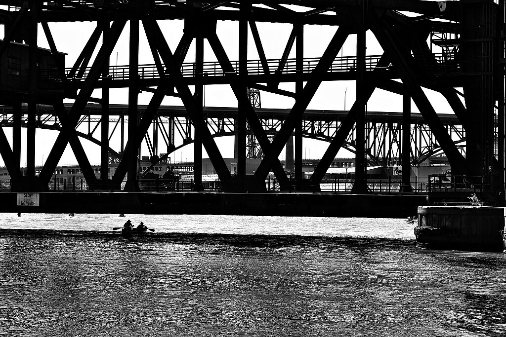 Bridges, Cuyahoga River, Cleveland - ID: 16007753 © Larry Lawhead