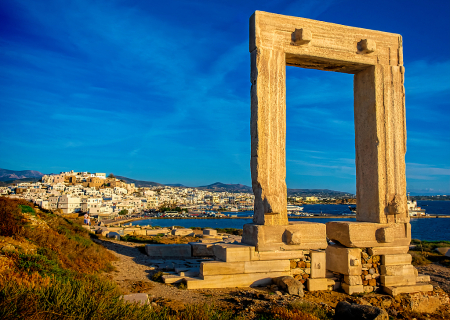 Portara and Naxos Town, Greece