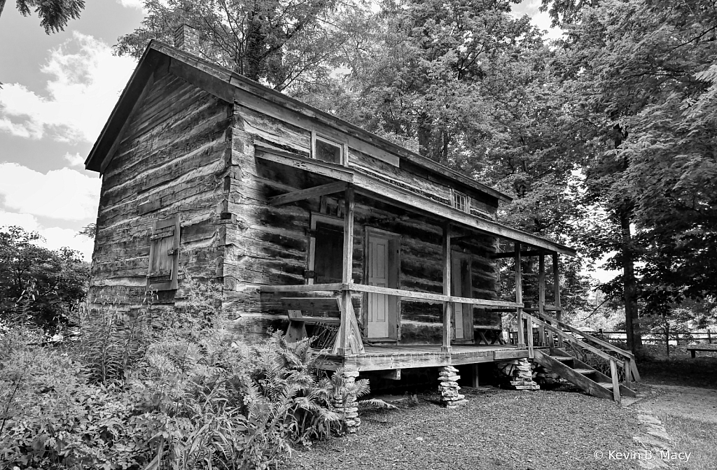 Wabash River Cabin in B/W