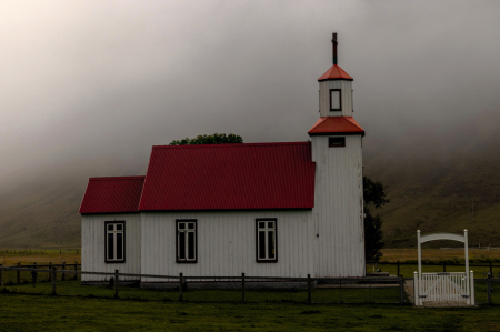 Iceland Country Church in the Fog