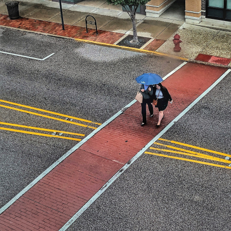 Crosswalk as the rain starts