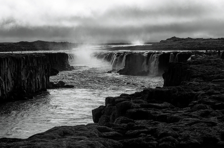 Black and White Icelandic Waterfall 