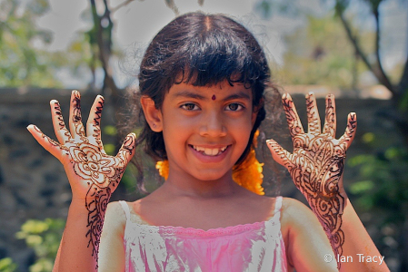 Girl with henna designs, India