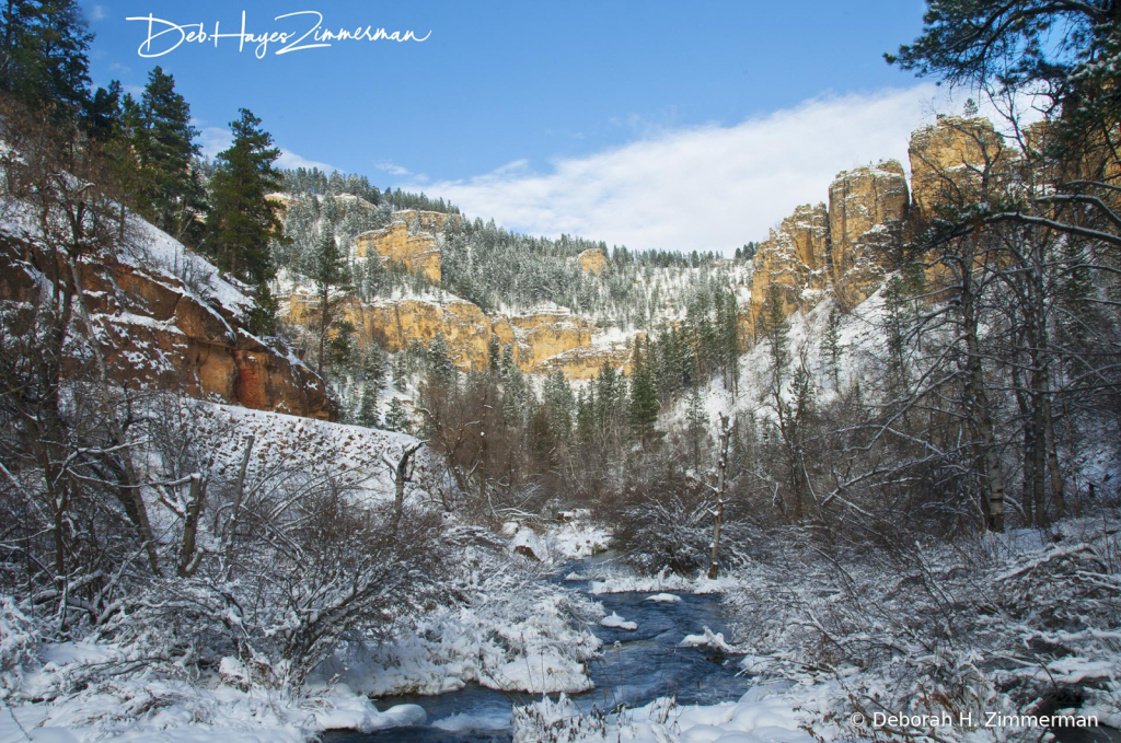 Downstream from Roughlock Falls in Snow - ID: 16042783 © Deb. Hayes Zimmerman