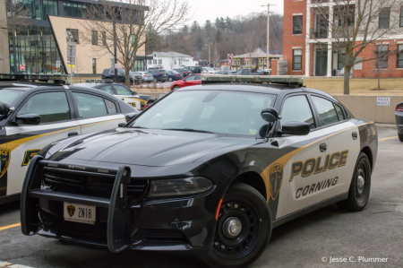Corning NY Police Vehicle in Grayscale