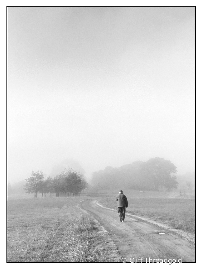 On his morning walk