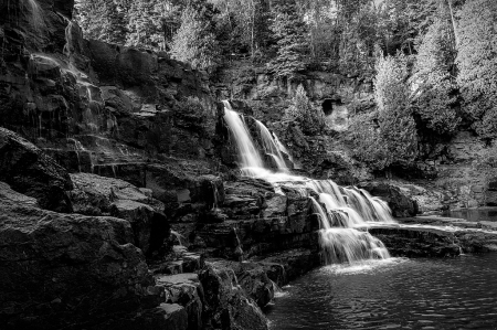 Black and White Minnesota Waterfall