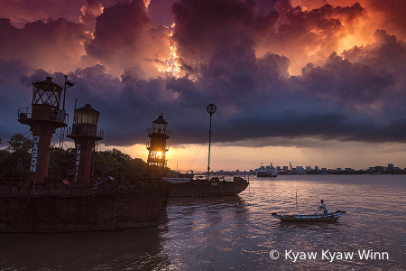Evening in the Rangoon River