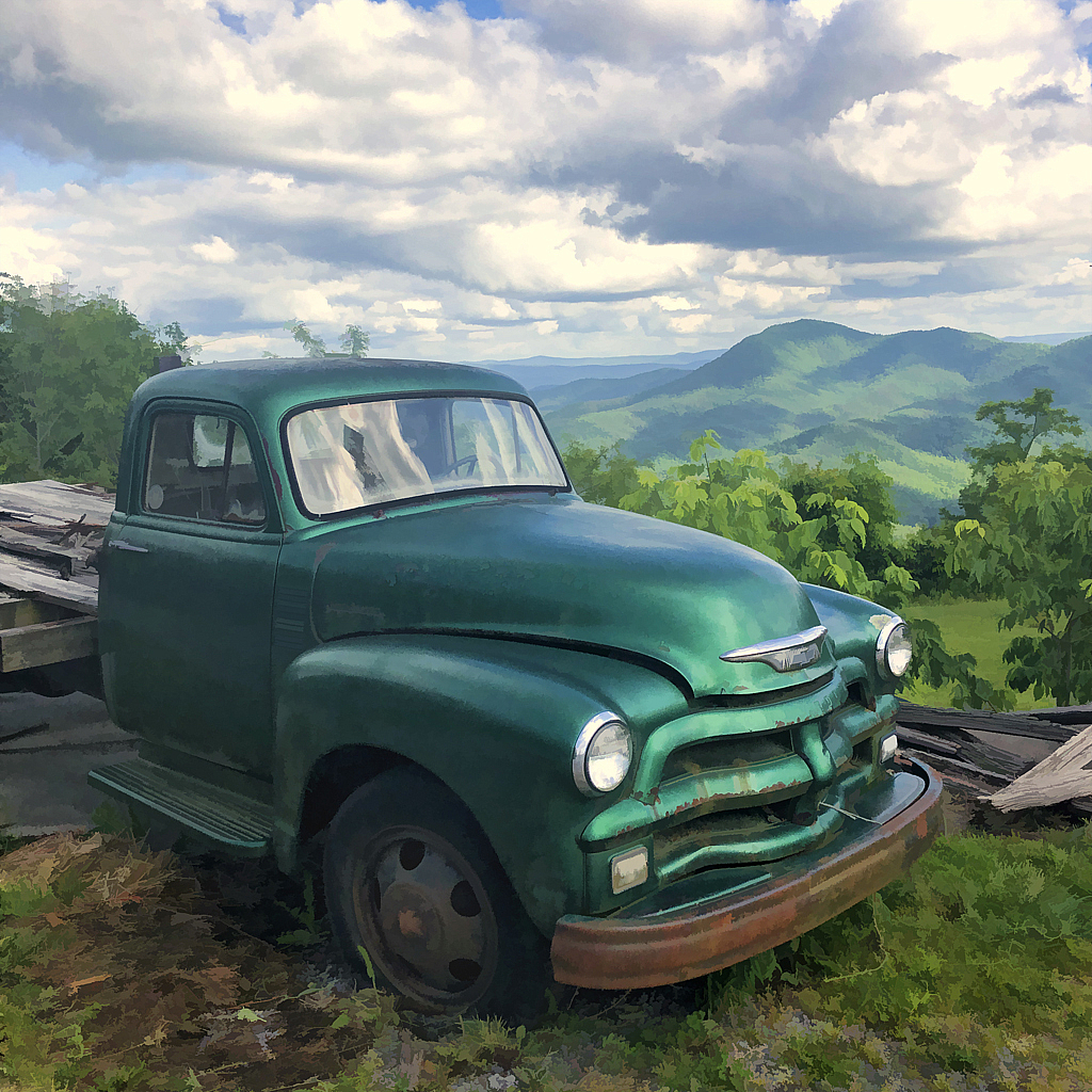 Vintage Truck, Mountains