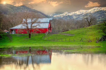 Upper Lake Barn during flood season