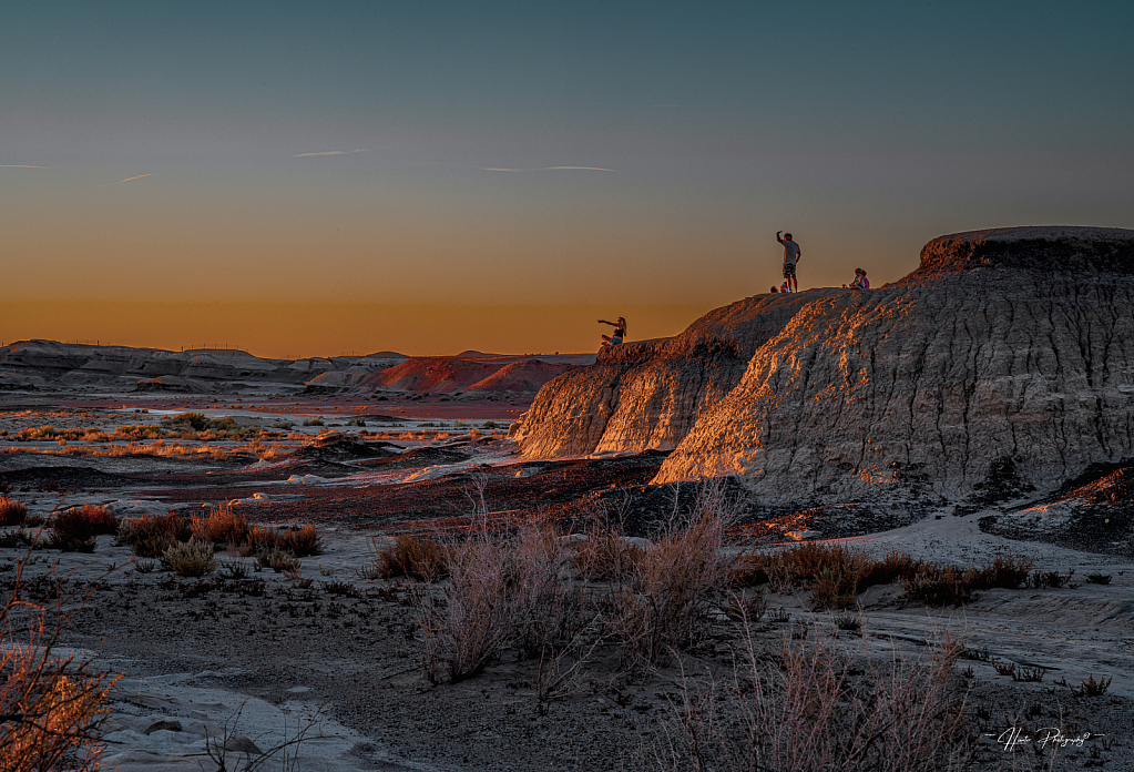 Family Observing a Bisti Sunset
