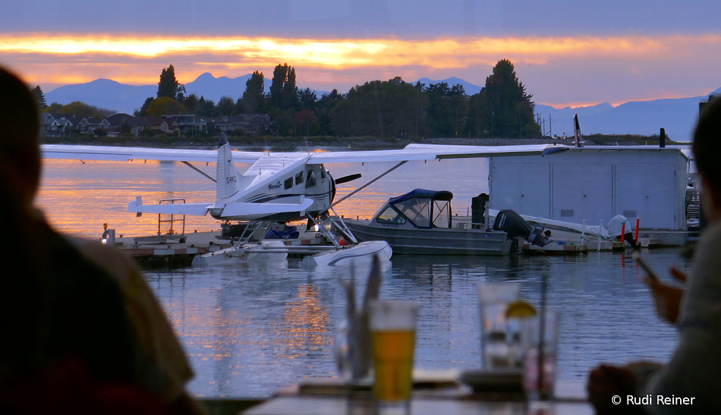 Seaplane at sunset