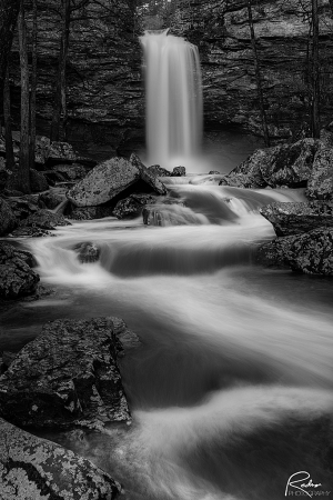 Cedar Falls In Monochrome