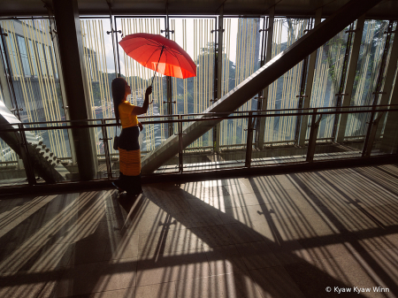 The Girl with Red Umbrella