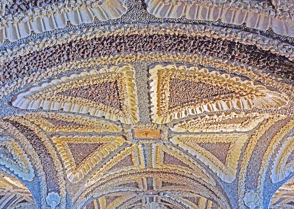 Ceiling Mosaic in a middle ages villa. Italy.