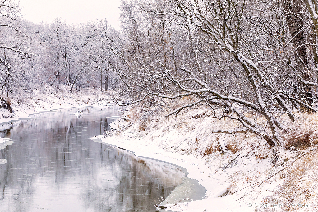 Winter reflections on Sheyenne river ice  - ID: 16091419 © Roxanne M. Westman