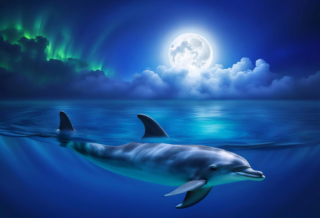 Dolphin and Northern Lights