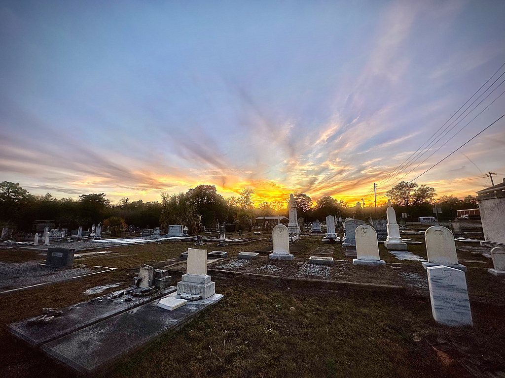 Sunset over cemetery  - ID: 16094101 © Elizabeth A. Marker