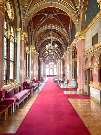 Hallway with red carpet 
