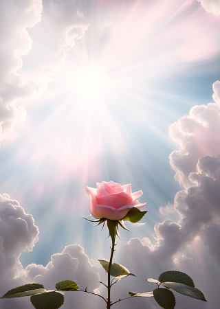 Pink Rose in the Clouds