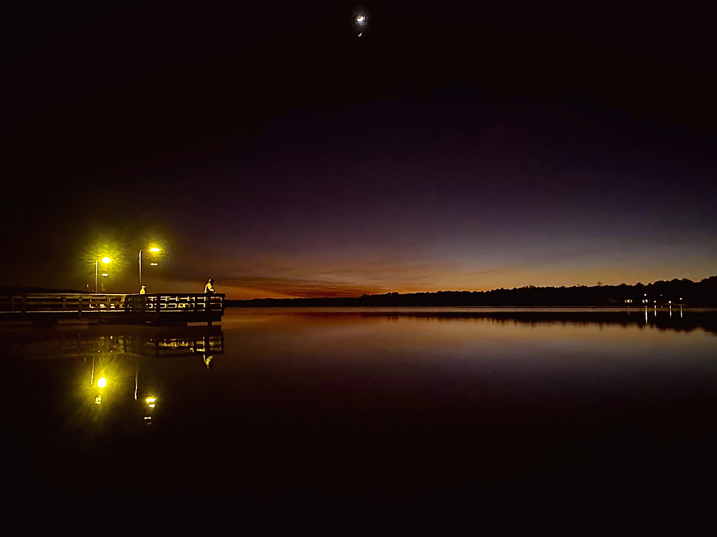 Lit pier at sunset - ID: 16112814 © Elizabeth A. Marker