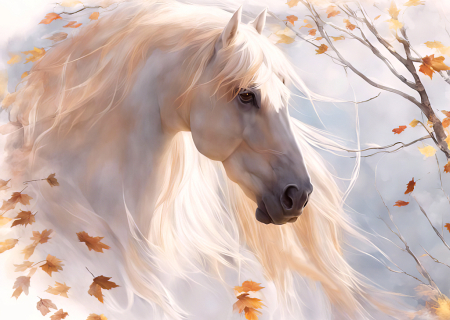 Horse and Fall Leaves