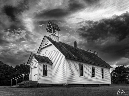 Historic Smyrna Church in Black and White