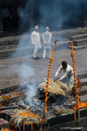 Preparing the Cremation fire, Pashupati
