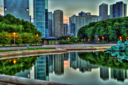 Chicago Fountain Reflection