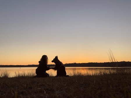 A woman and her companion 