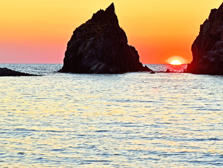 Sunset at the Rocks. Limnos island.