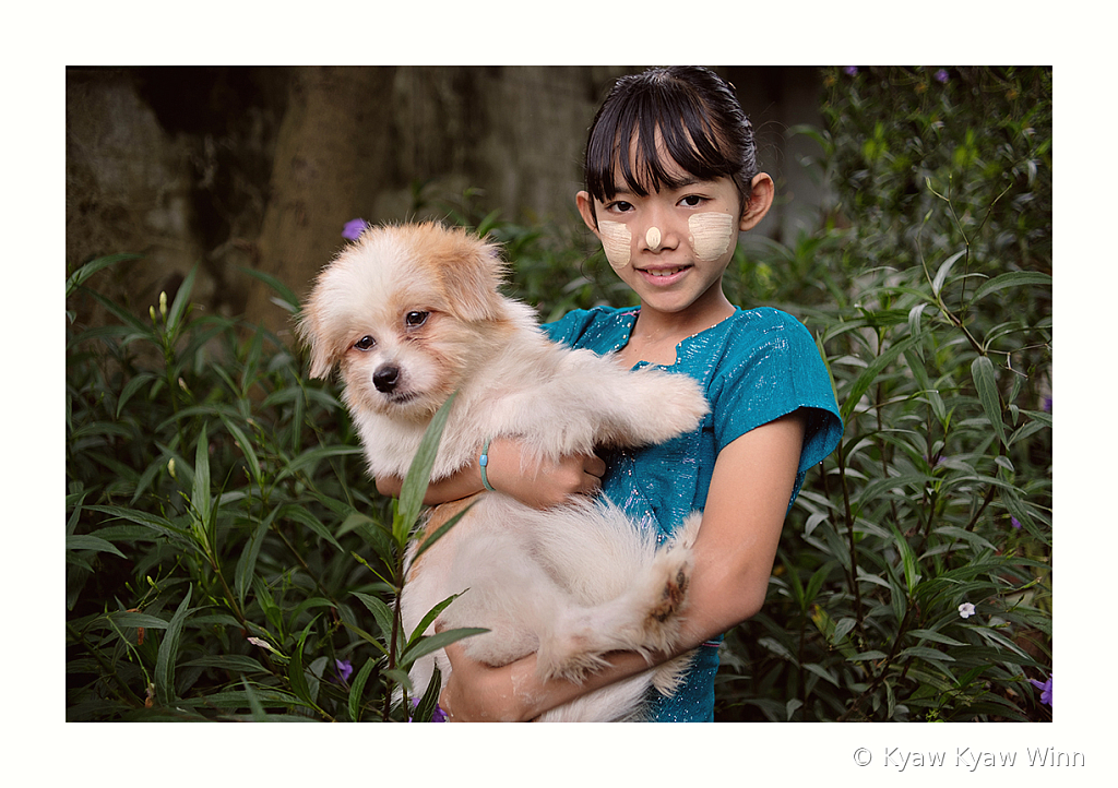 Little Girl with Puppy