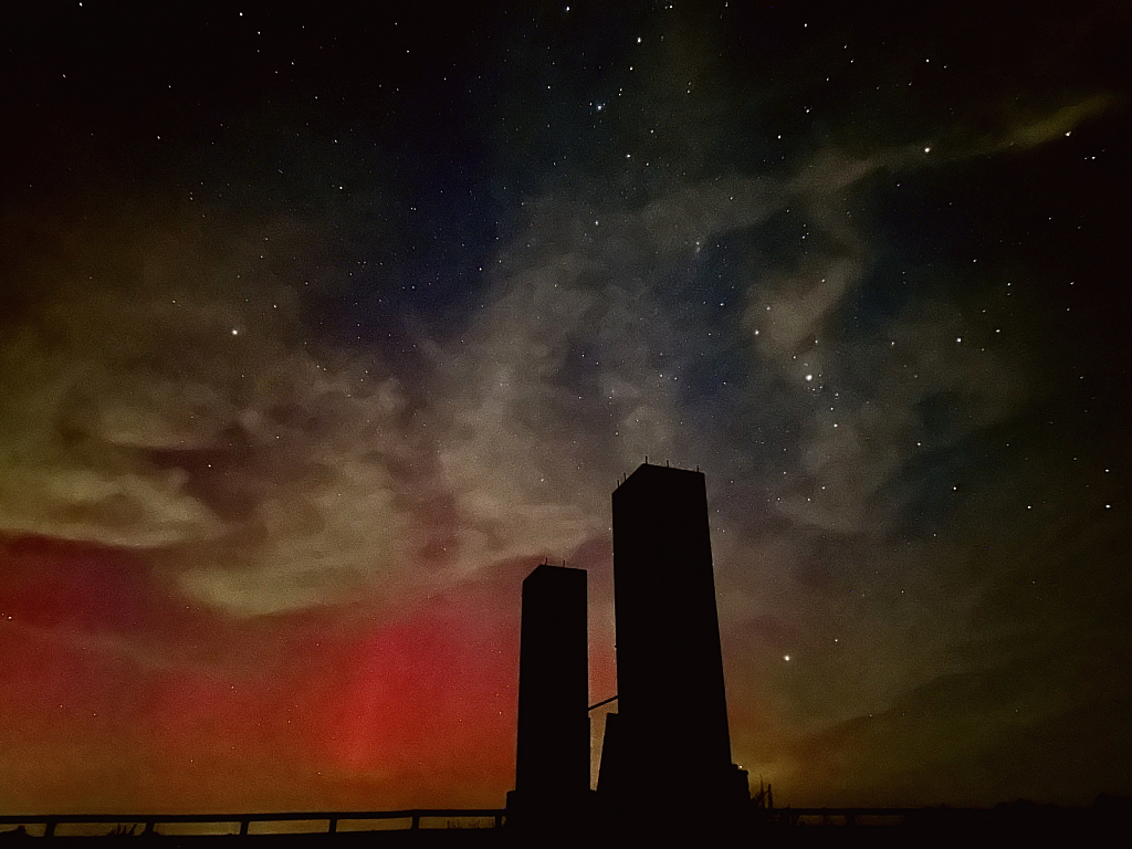 Aurora borealis and silos